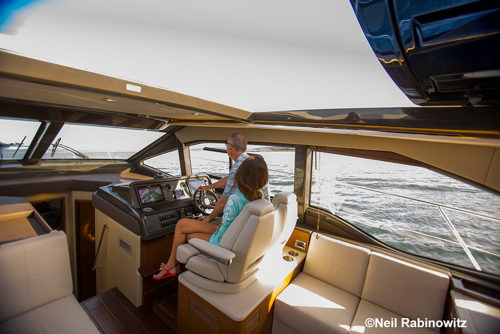 The massive sunroof, which slides open at the press of a button, is a feature that catches the eye of many boaters.