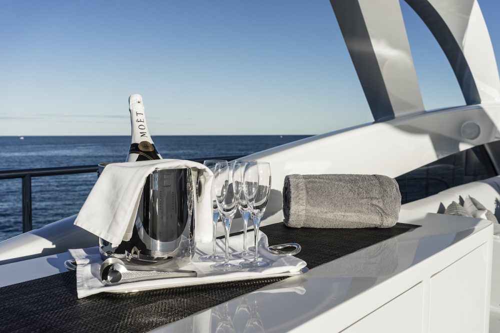 champagne on ice yacht